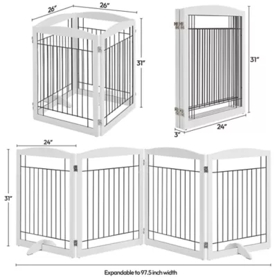 Yaheetech Extra-Wide Freestanding 4-Panel Pet Gate - 31" Tall - Image 3