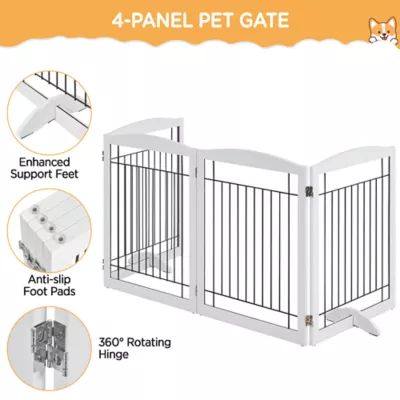 Yaheetech Extra-Wide Freestanding 4-Panel Pet Gate - 31" Tall - Image 4