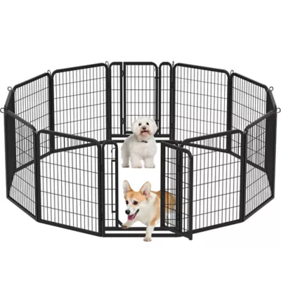 Yaheetech 12-Panel Foldable Pet Fence - 31.5" Tall, Black - Image 1