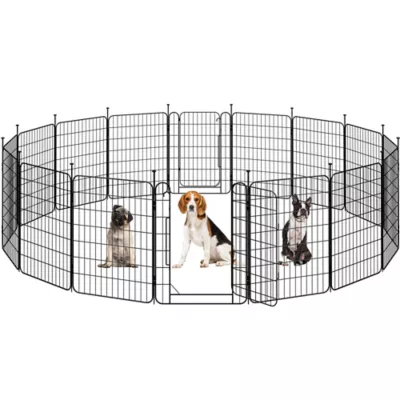 Yaheetech 16-Panel Metal Dog Playpen - 31.5" Tall, Black - Image 1