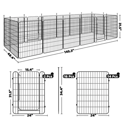 Yaheetech 16-Panel Metal Dog Playpen - 31.5" Tall, Black - Image 3
