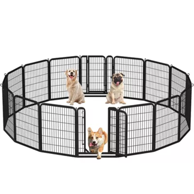 Yaheetech 16-Panel Foldable Pet Fence - 31.5" Tall, Black - Image 1