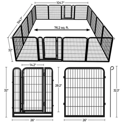 Yaheetech 16-Panel Foldable Pet Fence - 31.5" Tall, Black - Image 3