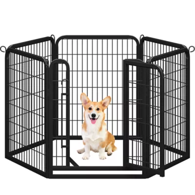 Yaheetech 6-Panel Foldable Pet Fence - 31.5" Tall, Black - Image 1