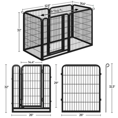 Yaheetech 6-Panel Foldable Pet Fence - 31.5" Tall, Black - Image 3
