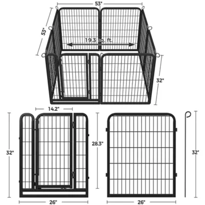 Yaheetech 8-Panel Pet Fence - 31.5" Tall, Black - Image 3