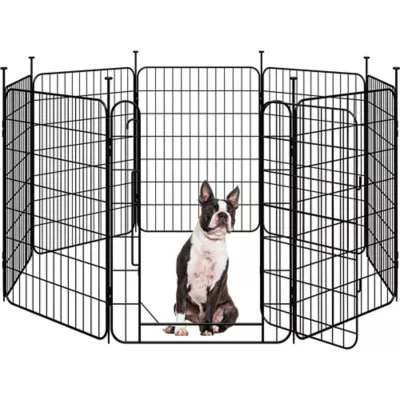 Yaheetech 8-Panel Metal Dog Playpen - 31.5" Tall, Black - Image 1