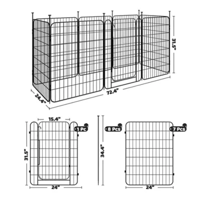 Yaheetech 8-Panel Metal Dog Playpen - 31.5" Tall, Black - Image 3