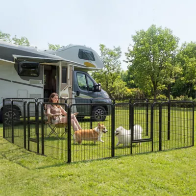 Yaheetech 12-Panel Metal Dog Playpen with Door - 32" Tall, Black - Image 2