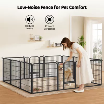 Yaheetech 12-Panel Metal Dog Playpen with Door - 32" Tall, Black - Image 4