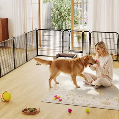 Yaheetech 6-Panel Metal Dog Playpen with Door - 32" Tall, Black - Image 2