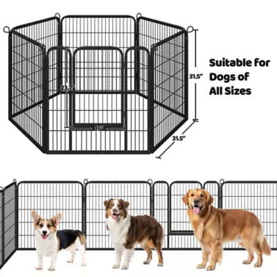 Yaheetech 6-Panel Metal Dog Playpen with Door - 32" Tall, Black - Image 3
