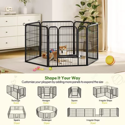 Yaheetech 6-Panel Metal Dog Playpen with Door - 32" Tall, Black - Image 4