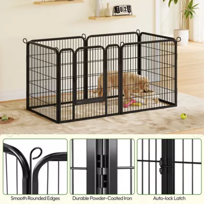 Yaheetech 6-Panel Metal Dog Playpen with Door - 32" Tall, Black - Image 5