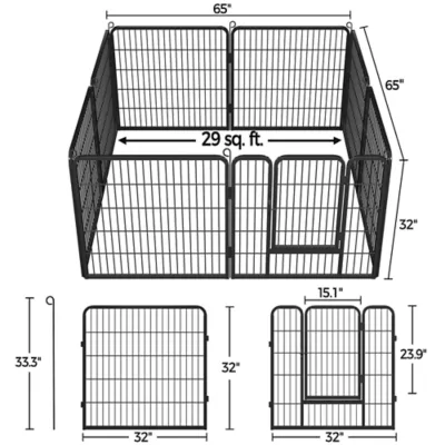 Yaheetech 8-Panel Metal Dog Playpen with Door - 32" Tall, Black - Image 3