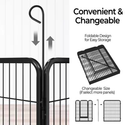 Yaheetech 8-Panel Metal Dog Playpen with Door - 32" Tall, Black - Image 4