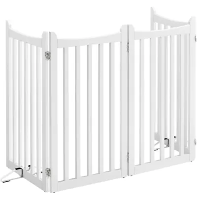 Yaheetech Freestanding 4-Panel Wooden Pet Gate with Support Feet - 36" Tall - Image 1
