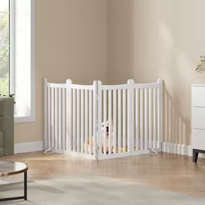 Yaheetech Freestanding 4-Panel Wooden Pet Gate with Support Feet - 36" Tall - Image 2