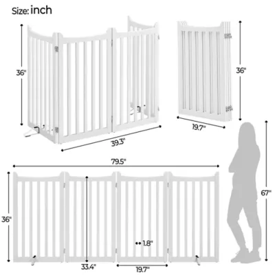 Yaheetech Freestanding 4-Panel Wooden Pet Gate with Support Feet - 36" Tall - Image 3