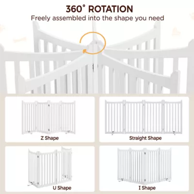 Yaheetech Freestanding 4-Panel Wooden Pet Gate with Support Feet - 36" Tall - Image 4