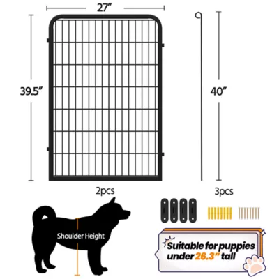 Yaheetech 2-Panel Metal Dog Playpen - 39.5" Tall, Black - Image 3