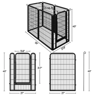 Yaheetech 6-Panel Dog Fence - 39.5" Tall, Black - Image 3