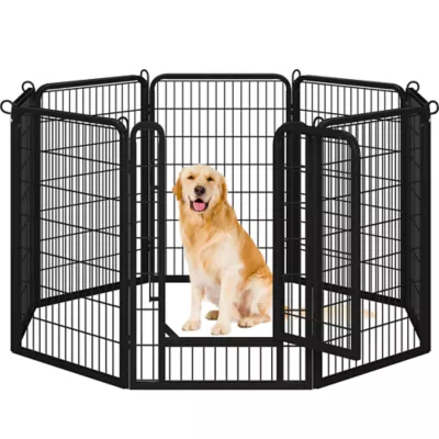 Yaheetech 8-Panel Steel Pet Exercise Barrier Fence - 39.5" Tall, Black - Image 1
