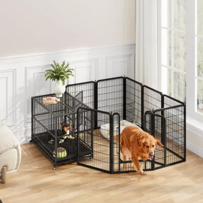 Yaheetech 8-Panel Steel Pet Exercise Barrier Fence - 39.5" Tall, Black - Image 2
