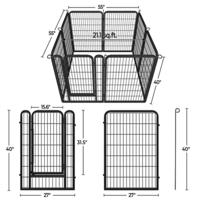 Yaheetech 8-Panel Steel Pet Exercise Barrier Fence - 39.5" Tall, Black - Image 3
