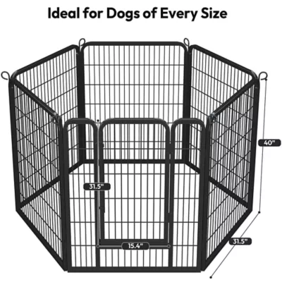 Yaheetech 6-Panel Metal Dog Playpen with Door - 40" Tall, Black - Image 3