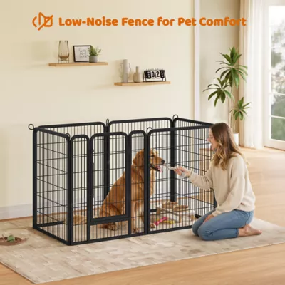 Yaheetech 6-Panel Metal Dog Playpen with Door - 40" Tall, Black - Image 4