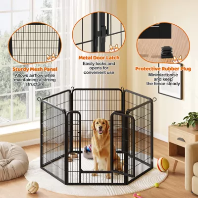 Yaheetech 6-Panel Metal Dog Playpen with Door - 40" Tall, Black - Image 5