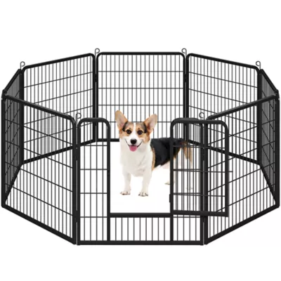 Yaheetech 8-Panel Foldable Metal Dog Playpen - 40" Tall, Black - Image 1
