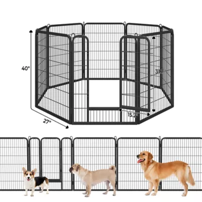 Yaheetech 8-Panel Foldable Metal Dog Playpen - 40" Tall, Black - Image 3