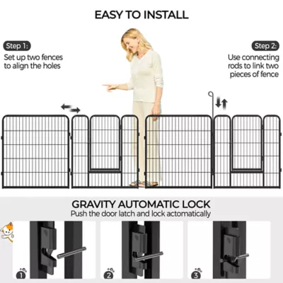 Yaheetech 8-Panel Foldable Metal Dog Playpen - 40" Tall, Black - Image 4