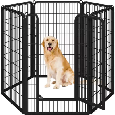 Yaheetech 6-Panel Dog Playpen - 47.5" Tall, Black - Image 1