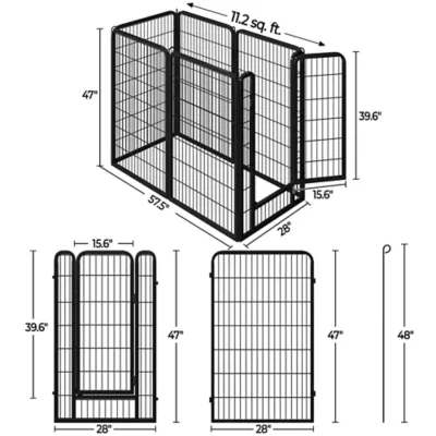 Yaheetech 6-Panel Dog Playpen - 47.5" Tall, Black - Image 3