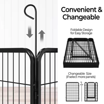Yaheetech 6-Panel Dog Playpen - 47.5" Tall, Black - Image 4