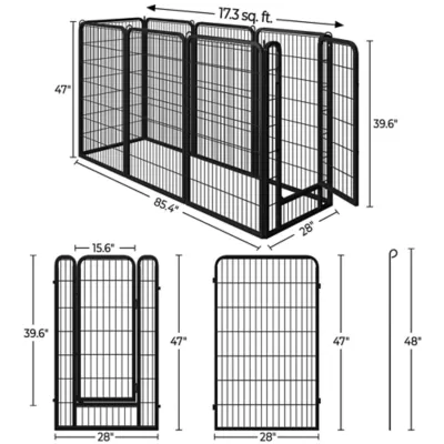 Yaheetech 8-Panel Dog Playpen - 47.5" Tall, Black - Image 3