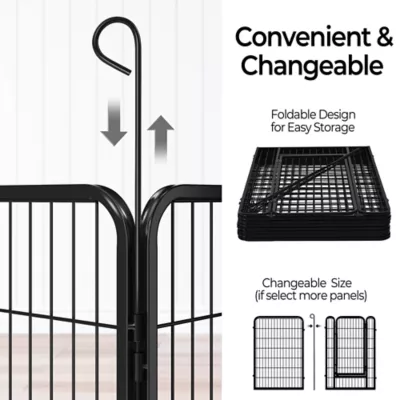 Yaheetech 8-Panel Dog Playpen - 47.5" Tall, Black - Image 4
