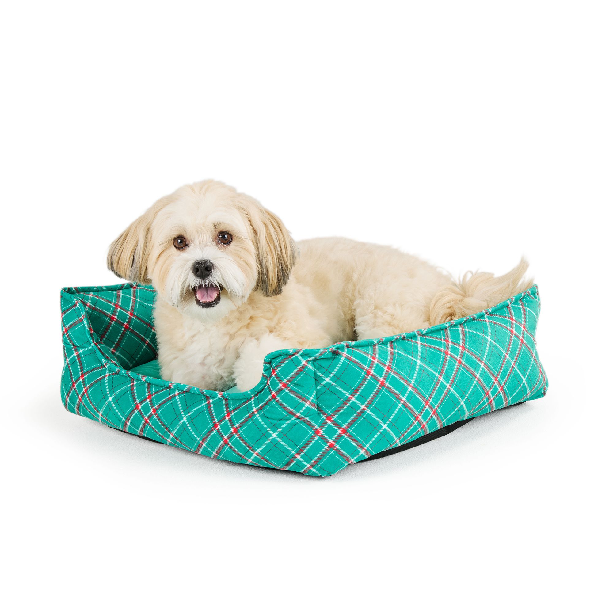 Merry & Bright® Green Plaid Holiday Dog Cuddler Bed