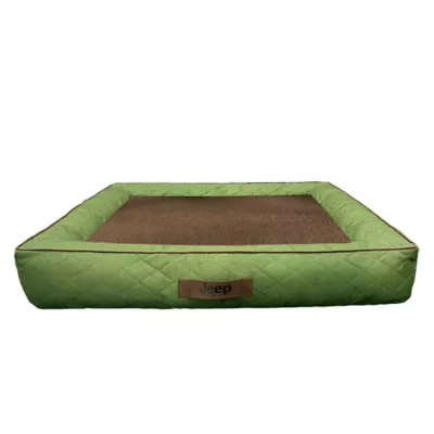 Jeep Quilted Bolster Dog Bed - Rugged Green, Large - Image 1