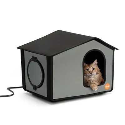 K&H Thermo Outdoor Kitty House, Grey/Black,  22" x 19" x 17" - Image 1