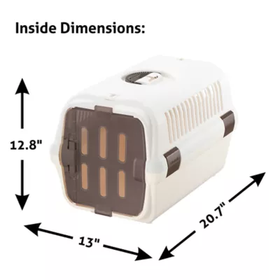Richell Pet Travel Carrier II W/ Portable Handle, Seat Belt Latch & Slotted Door For Veiwing, White - Image 2