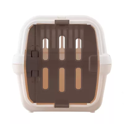 Richell Pet Travel Carrier II W/ Portable Handle, Seat Belt Latch & Slotted Door For Veiwing, White - Image 3