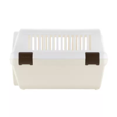 Richell Pet Travel Carrier II W/ Portable Handle, Seat Belt Latch & Slotted Door For Veiwing, White - Image 4