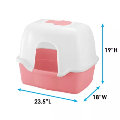 Richell Paw Trax Wide Hooded Cat Litter Box For Large Cats Or Multi-Cat Households, Scoop Included - Image 2
