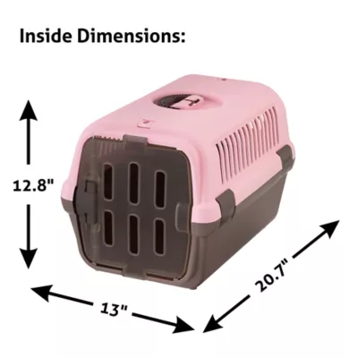Richell Pet Travel Carrier II W/ Portable Handle, Seat Belt Latch & Slotted Door For Veiwing, Pink - Image 2