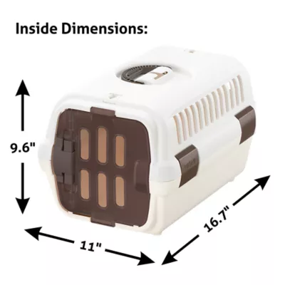 Richell Pet Travel Carrier II W/ Portable Handle, Seat Belt Latch & Slotted Door For Veiwing, White - Image 2
