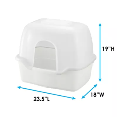 Richell Paw Trax Wide Hooded Cat Litter Box For Large Cats Or Multi-Cat Households, Scoop Included - Image 2